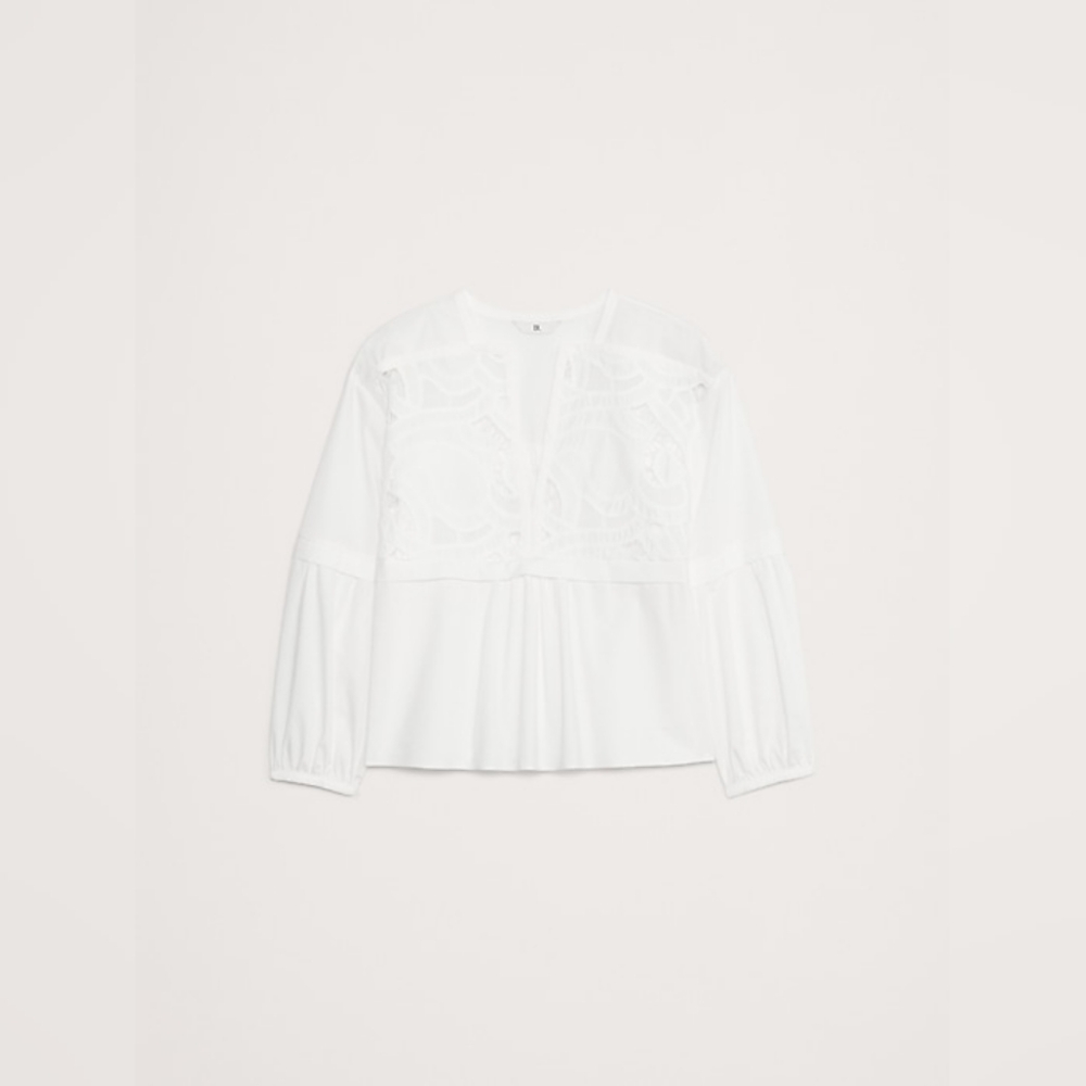 Banana Republic Embroidered Cotton Poplin Popover Top White - Picture 5 of 5